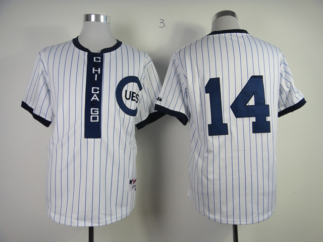 Men Chicago Cubs #14 Banks White Throwback 1909 MLB Jerseys->chicago cubs->MLB Jersey